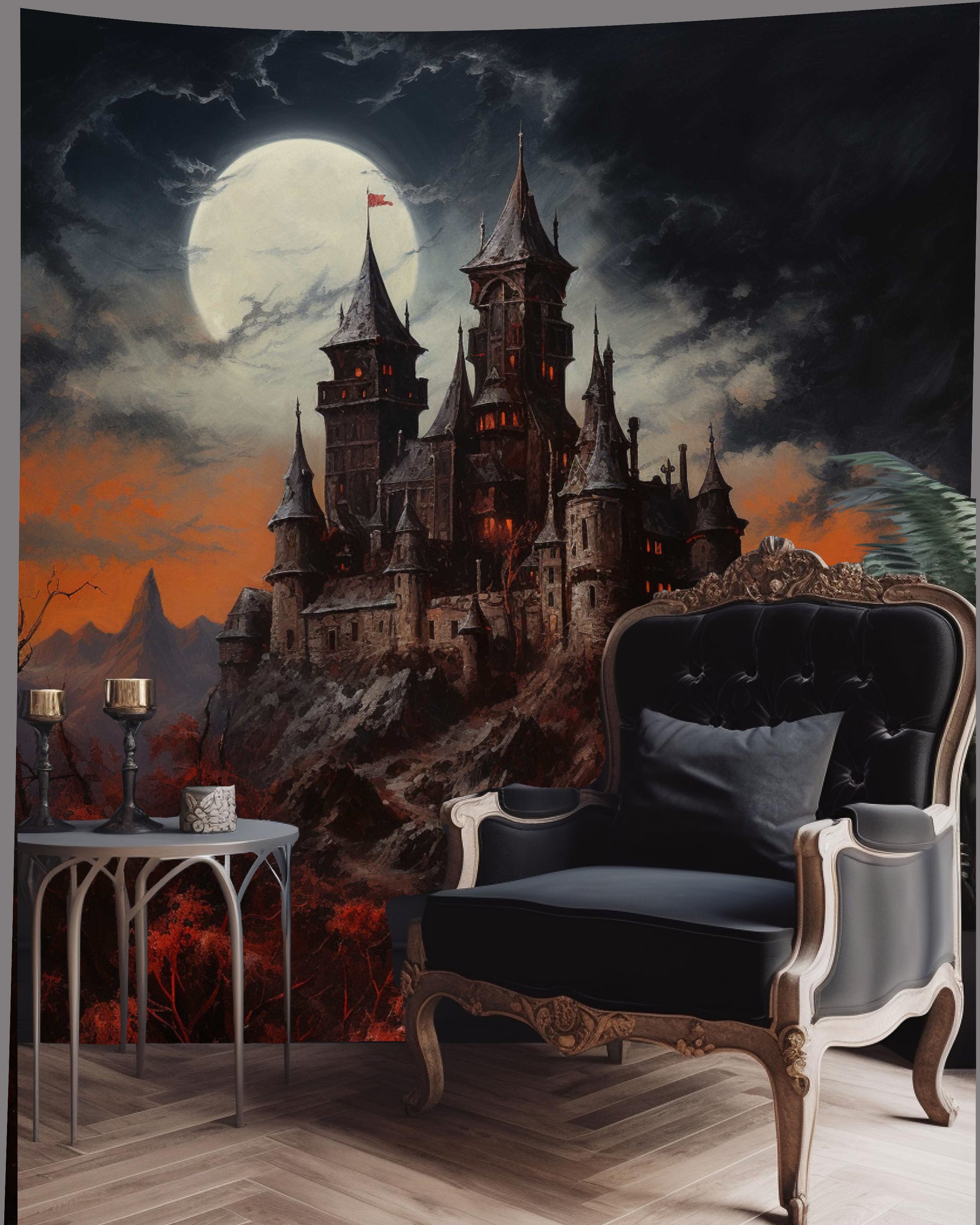 Gothic Tapestry - Dracula's Castle - Gothic Wall Art